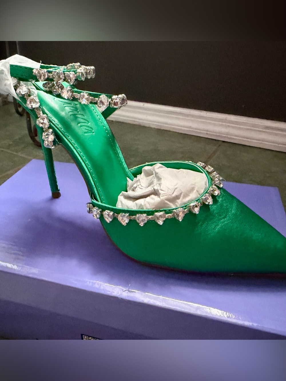 Women’s VITTO-82 Green Double Ankle Strap w/Rhinestone - Liliana
